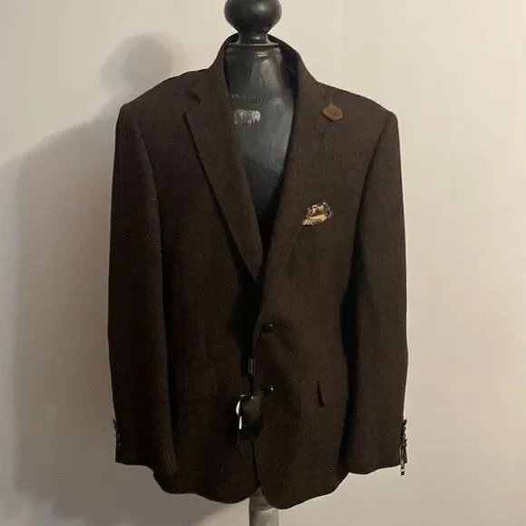 Backrach Brown Herringbone superfine wine yarn sportscoat, 42R - Picture 1 of 4